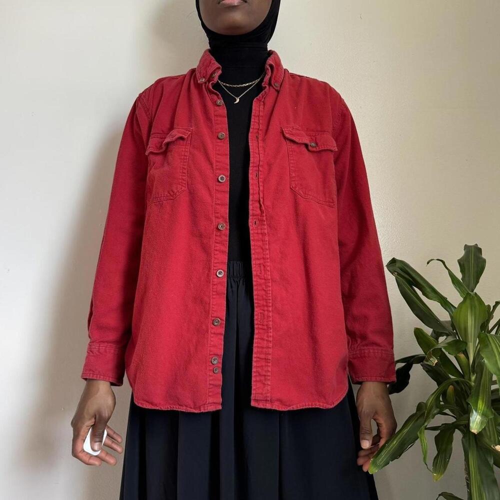 Vintage Faded Glory‎ Ruby Red Flannel Button Up – Size L - Picture 2 of 5